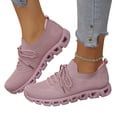thumbnail image 3 of EKVAHL Women's Knit Upper Running Sneakers, Low Top Non Slip Tennis Sneakers, Solid Color Elastic Fit Athletic Sneakers Lace-Up Walking Shoes for Training Hiking Pink, 3 of 6