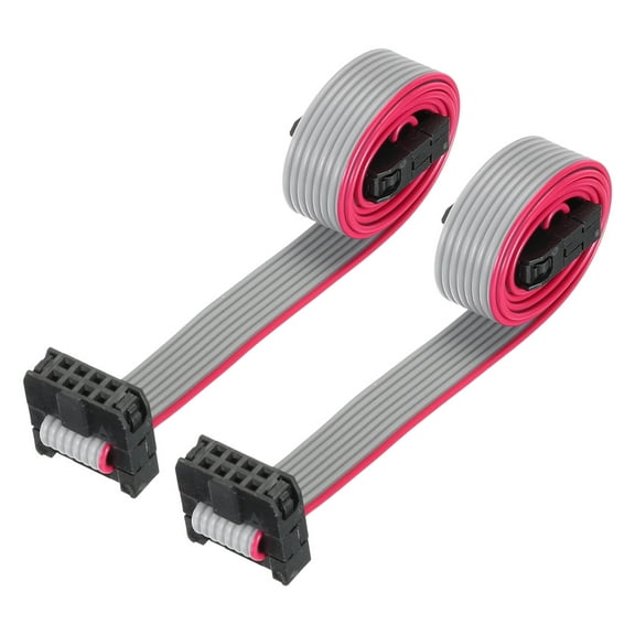 IDC 8Pin Flat Ribbon Cable, 2.0mm Pitch FC to FC Connector 30cm Length Grey Jumper Wire Computer DVD, 2Pcs