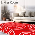 thumbnail image 2 of ODIKA 4'x6' Machine Washable Non-Slip Area Rug, Sun Torii Gateway Motif with Modern Abstract Waves High Traffic Rug with Pad, Red, 555965, 2 of 8