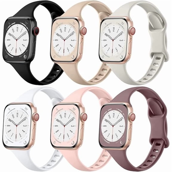 Thin Slim Bands Compatible with Apple Watch Bands 40mm 41mm 42mm 38mm iWatch Bands Series 11 10 9 8 7 6 5 4 SE for Women Men, Soft Narrow Sport Strap Wristband