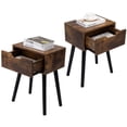 thumbnail image 2 of Topcobe Set of 2 Nightstand, Retro Nightstand with 1 Drawer, Industrial Nightstands for Bedroom, Modern Bedside Closet Organizer, Burnt Wood Grain & Black, 2 of 9