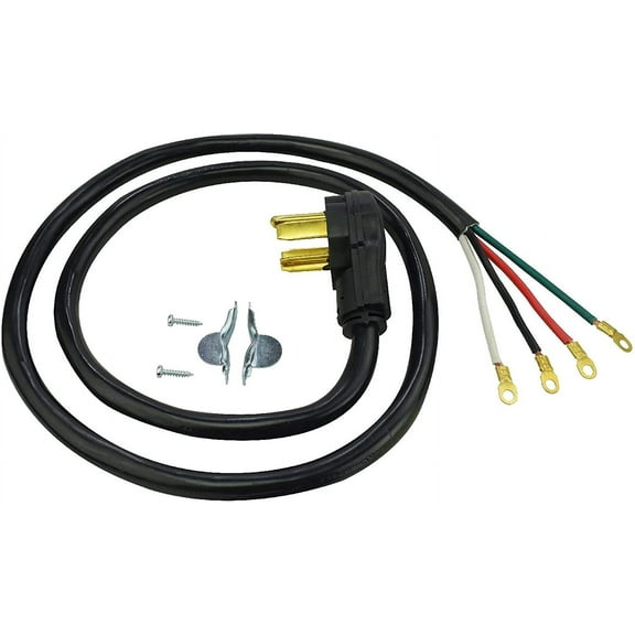 Clear Power 6 ft 6/2 & 8/2 SRDT, Indoor Dryer Cord, 4-Wire 50 AMP, Black, CP10023