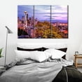 thumbnail image 3 of TISHIRON 3PCS Framed Canvas Wall Art Set,60"x40" Seattle City Skyline Panorama at Dusk Canvas Art Decor, 3 of 7