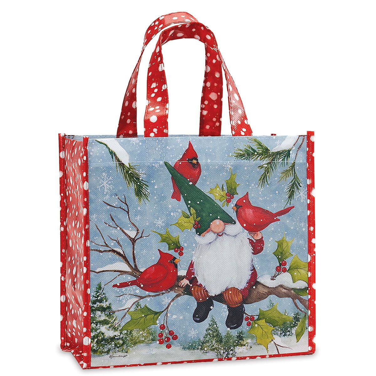 Current Gnome Christmas Holiday Non Woven Gift Cub Totes Set of 3 9.5 x 5 x 9 Reusable Bag Walmart