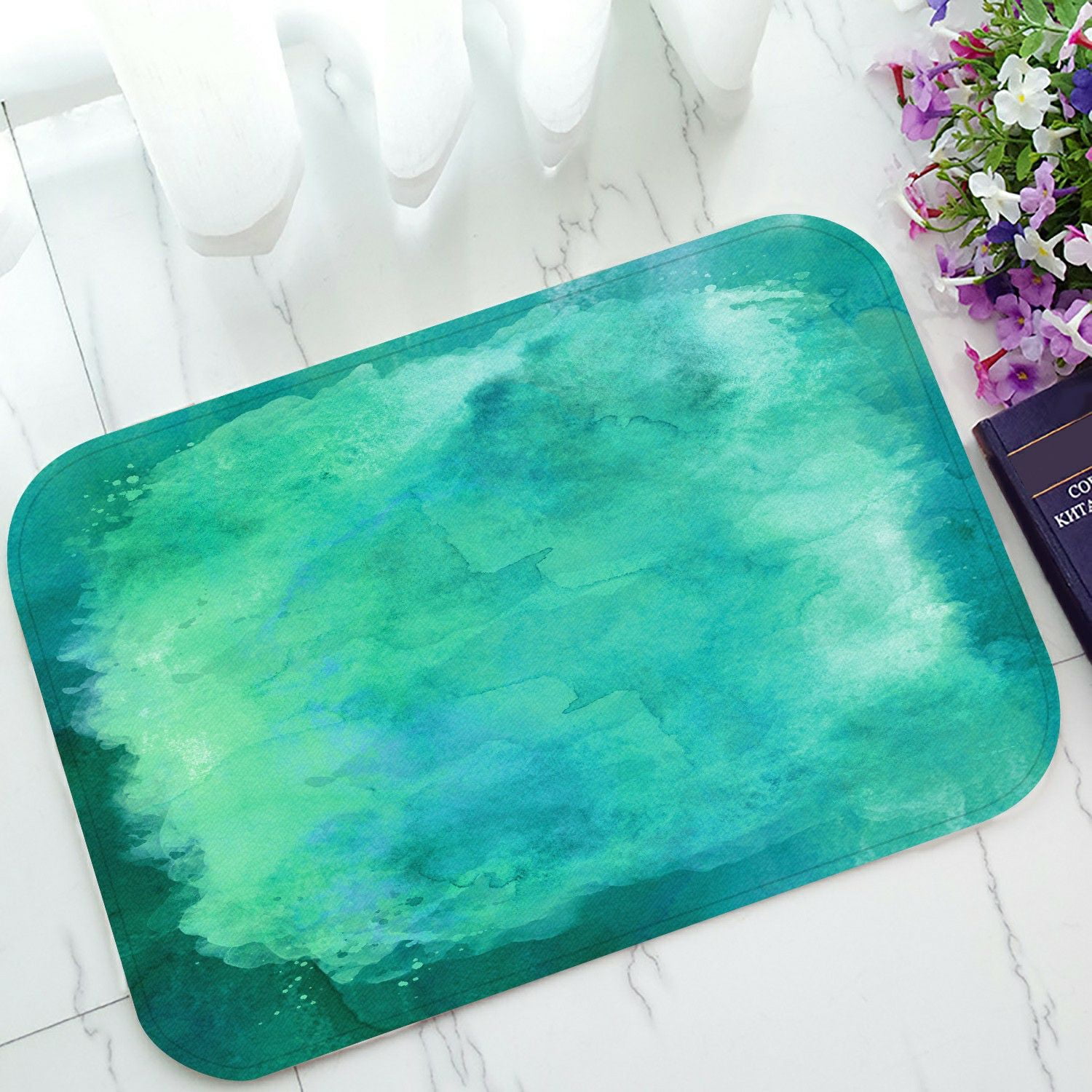 ECZJNT Blue Green Aqua Teal Turquoise Paper Doormat Bath Mat Rug
