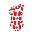 thumbnail image 4 of Yiaed Canada Print Women One Piece Swimsuits Tummy Control One Shoulder Bathing Suits Pattern Ruffle Swimwear-Medium, 4 of 8