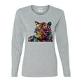 thumbnail image 2 of Wild Bobby Colorful Rainbow Siberian Tiger Animal Lover Women Graphic Long Sleeve Tee, Heather Grey, X-Large, 2 of 5
