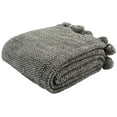 thumbnail image 2 of SAFAVIEH Pom Pom Knit Solid Throw, 50" x 60", Dark Grey/Natural, 2 of 2