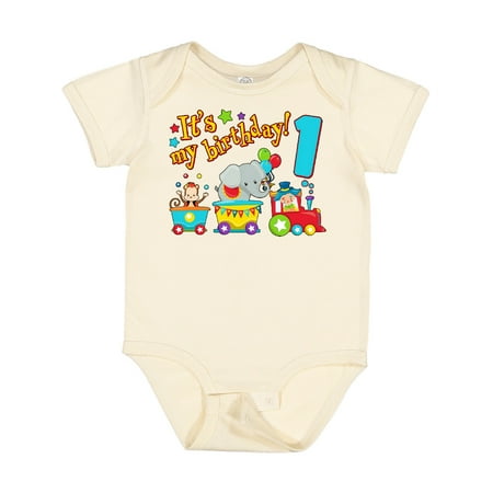 

Inktastic It s My Birthday- Circus Train 1st Birthday Gift Baby Boy or Baby Girl Bodysuit