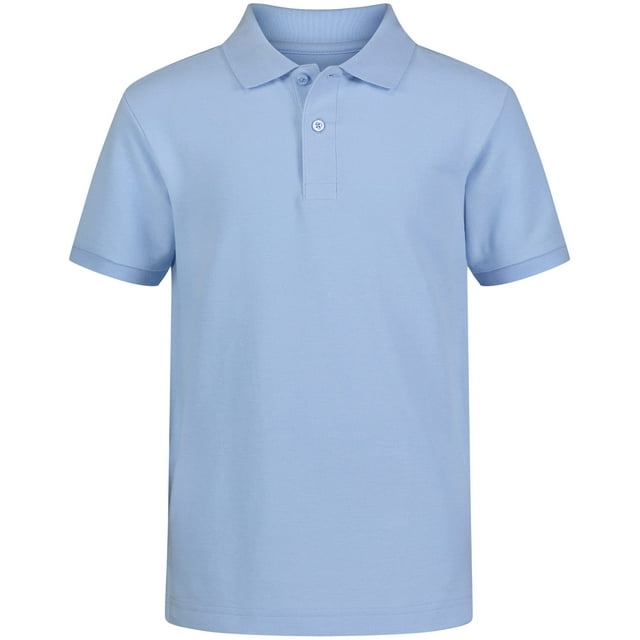 Camisa IZOD, uniforme escolar para niños, manga corta, azul claro