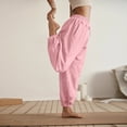 thumbnail image 5 of Women's Athletic Sweatpants Wide Leg Cuffed Hem Drawstring Waist Side Pockets Soft Gym Workout Joggers, M, 5 of 5