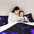 thumbnail image 5 of Homewish Geometric Honeycomb 3 Pieces Queen Comforter Set for Teens Boys Girls,Abstract Gradient Hexagon Ultra Soft Bedding Sets,Purple Blue Bedding Comforter Set Breathable,Lightweight Room Decor, 5 of 8