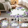 thumbnail image 5 of Round Area Rug 6 Ft, Purple Flowers Washable Non-Slip Circle Carpet for Living Room/Bedroom, Spring Watercolor Floral Leaves Plants Low-Profile Indoor Mats Collection Rugs for Residential, 5 of 7