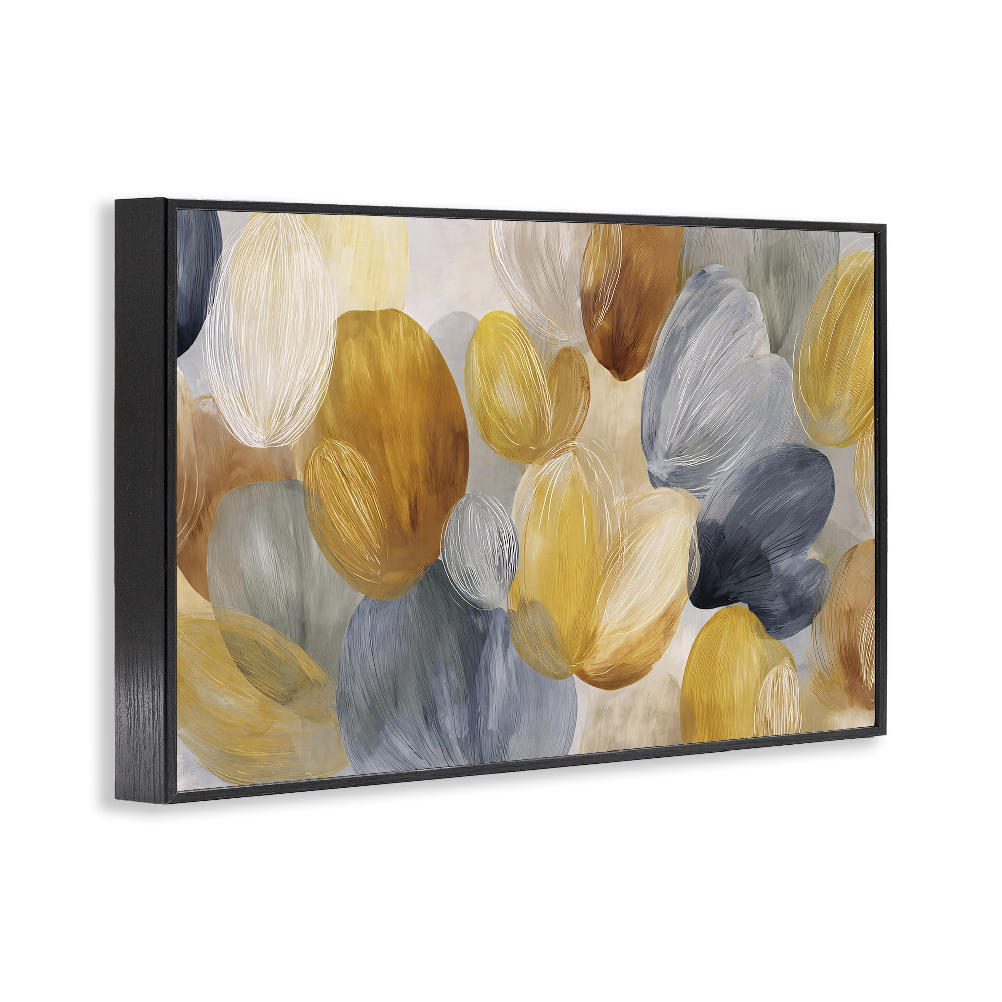 Stupell Industries Warm Oblong Layered Shapes Black Framed Giclee Art, design by Jacky Ngan