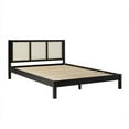 Walker Edison Boho Solid Wood and Rattan Paneled Queen Bedframe, Black ...
