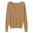 thumbnail image 4 of IMENGL Women's spring solid short lace v neck pullover, Gold M, Size M-2XL, 4 of 4