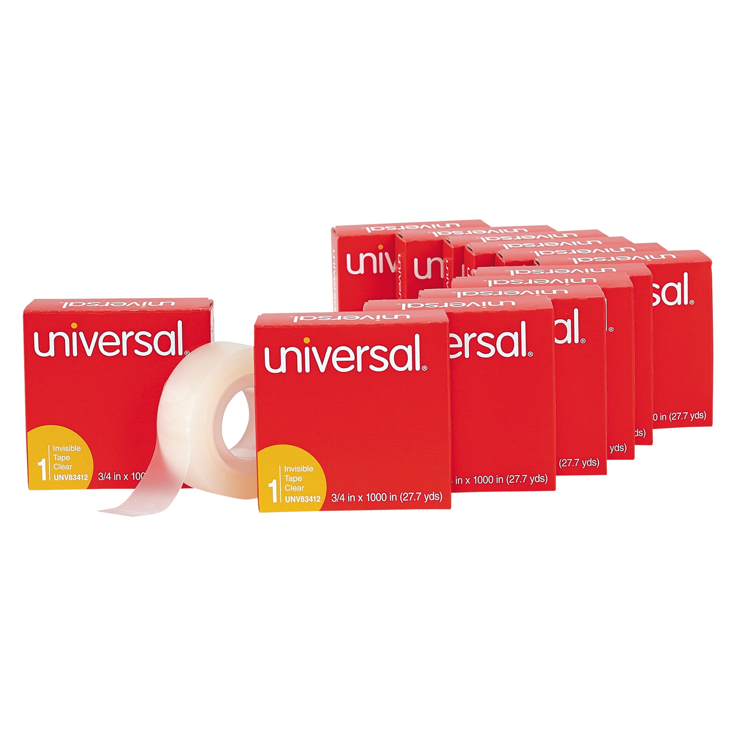 Universal Invisible Tape 3 4 X 1000 1 Core 12 Pack UNV83412 