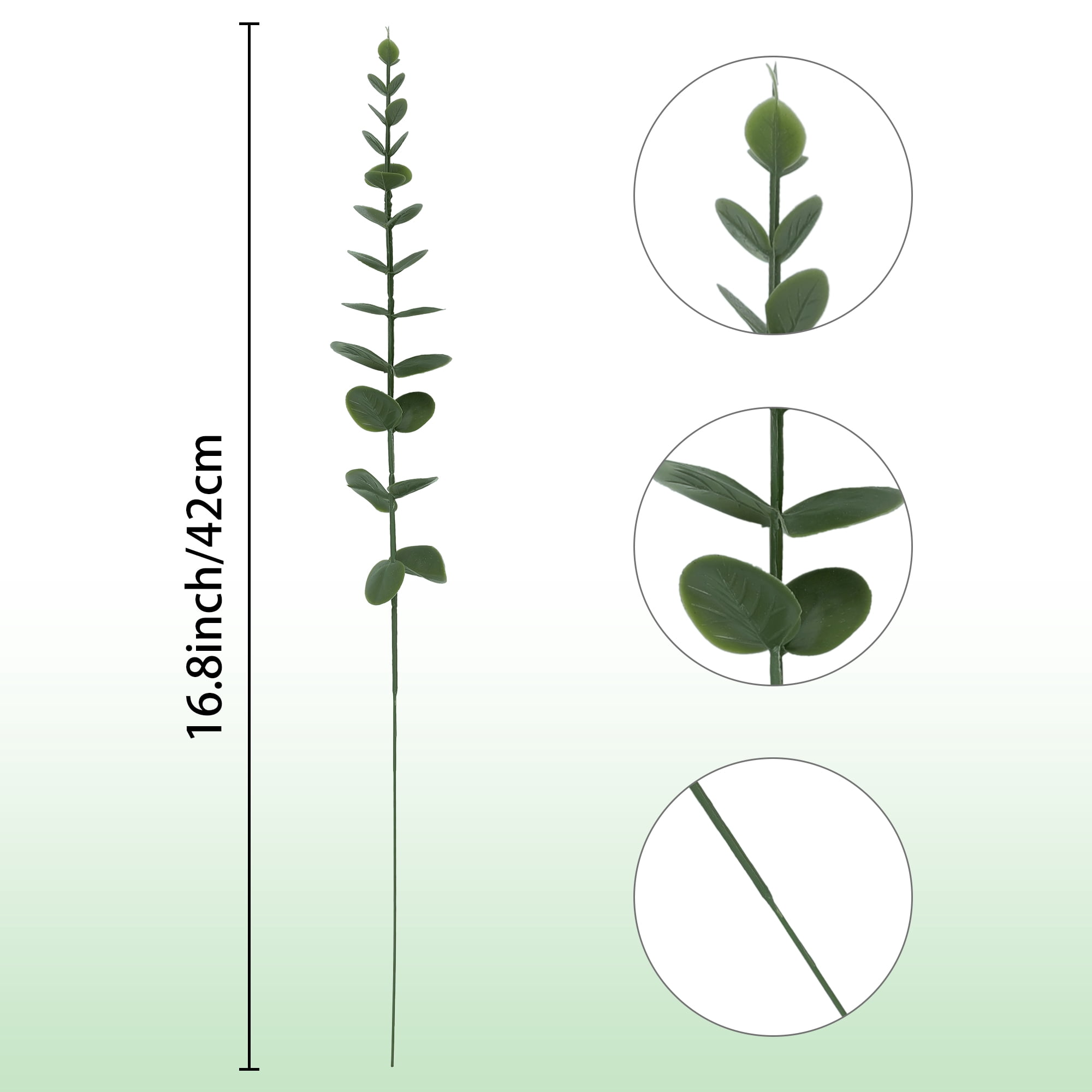 Unique Bargains Artificial Plants Stems Leaves Faux Greenery Branches for Home 15pk Green