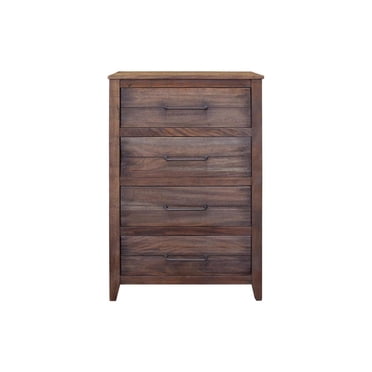 HomeRoots 35" Brown Solid Wood Four Drawer Chest