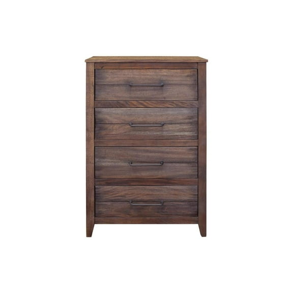 HomeRoots 524571 35 in. Solid Wood Four Drawer Chest, Brown