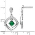 thumbnail image 4 of Sterling Silver Rh-Pltd Green Glass And Clear Cz Fancy Square Post Earrings (Width 15.8) (Length 24.7) - Jbsp, 4 of 5
