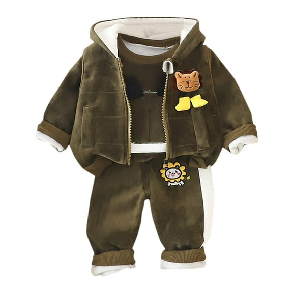 Jamsmile Toddler Boys Outfit Sets Hooded Vests Trousers Suits 3 Piece Outfits Child Tracksuits