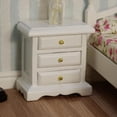 thumbnail image 3 of Miniature Bedside 1:12 Furniture Dollhouse Nightstand Bedroom Drawer Cabinet Model Accessories Mini House Scene Building Tabletop Decorations (White), 3 of 6