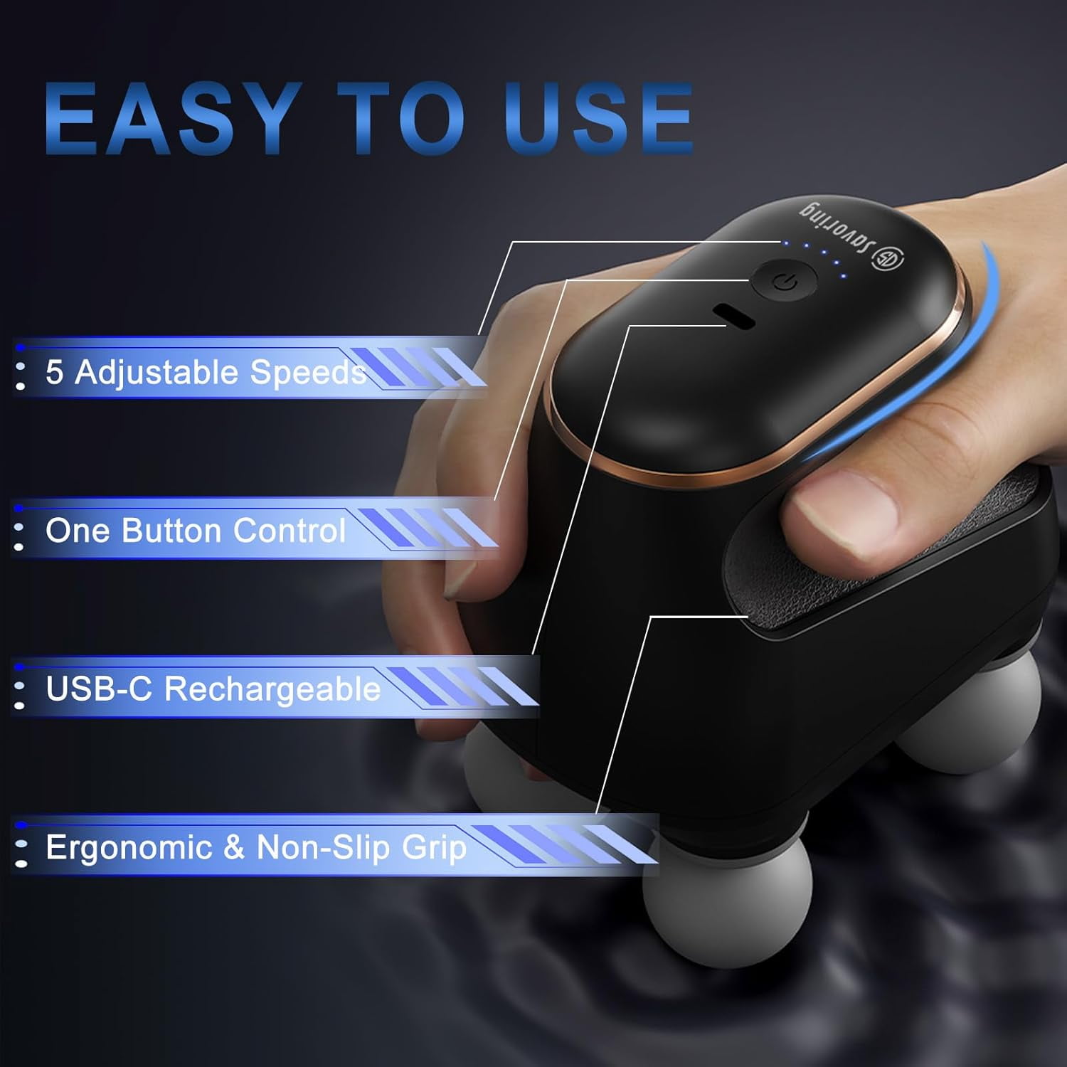 4 Head Massage Gun Deep Tissue, Mini Percussion Muscle Massager for Pain Relief