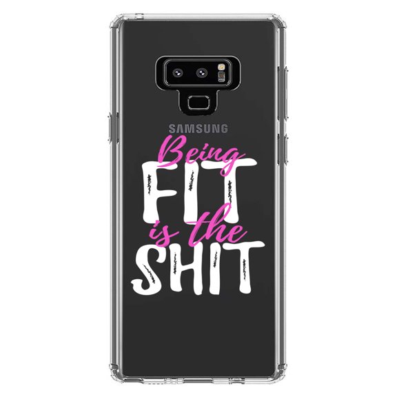 DistinctInk Clear Shockproof Hybrid Case for Samsung Galaxy Note 9 - TPU Bumper Acrylic Back Tempered Glass Screen Protector - Being Fit is the $hit