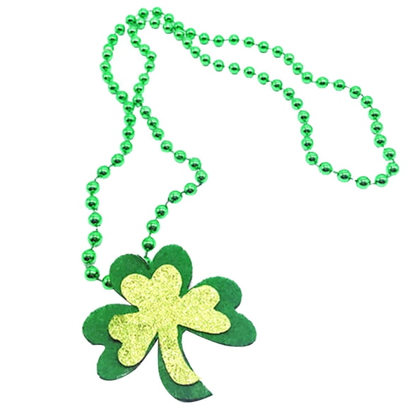 HomeKingdee St. Patrick's Day Green Plastic Bead Necklace - Electroplated Irish Festival Sweater Chain for Holiday Party Celebration and Fashion Accessory
