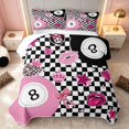 thumbnail image 2 of Erosebridal 8 Ball Quilt King Checkered King Coverlet Set, Pink Checkered 3-Piece 1 Bedspread and 2 Pillowcases, 2 of 7