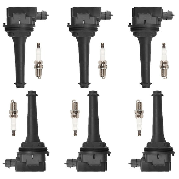 Set of 6 ISA Ignition Coil and Platinum Spark Plugs Compatible with 2003-2004 Volvo S60 2.5L I5 Replacement for UF341