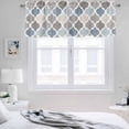 thumbnail image 3 of 2 Pack Blue Grey Valance for Window Morocco Geometric Plaid Kitchen Valance Rod Pocket Short Curtain Topper Decorative Window Treatment for Living Room Bedroom 42"x12", 3 of 8