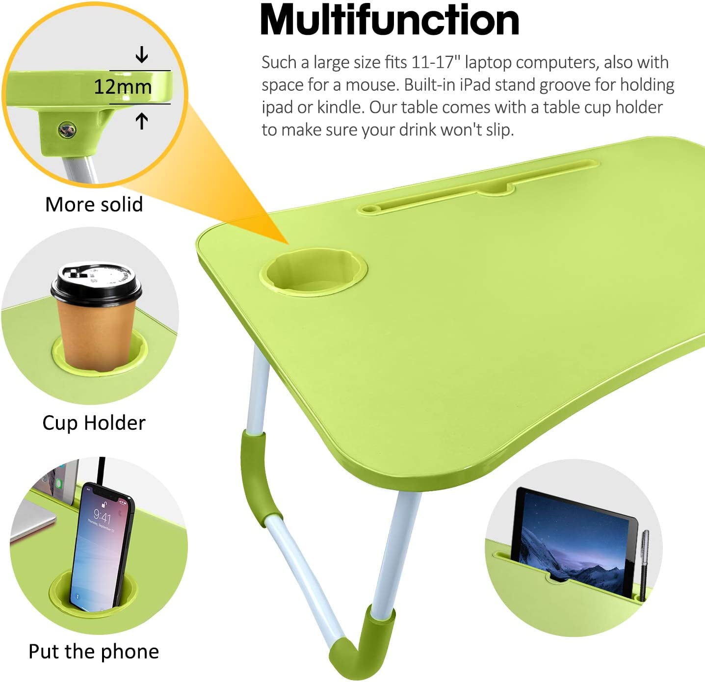 Buy Portable Laptop Bed Table, Fordable Lap Desk with Cup Slot