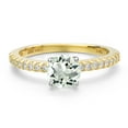 thumbnail image 3 of Gem Stone King 14K Two Tone Gold Green Prasiolite and Lab Grown Diamond Engagement Ring for Women | 0.96 Cttw | Round 6MM | Gemstone Birthstone | Size 9, 3 of 6