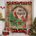 thumbnail image 3 of Christmas Cardinal Shower Curtain, Xmas Berry Farmhouse Wooden Grain Waterproof Fabric Shower Curtains with 12 Hooks, Bathroom Curtain Set for Bathroom Accessories Decor, 48 x 72 Inches, 3 of 9