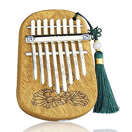 Gecko Kalimba Portable Thumb Piano camphor wood, Handmade Mbira Finger Piano, Musical Instrument with Study Instruction and Tune Hammer, Gift for Kids, Adult Beginners (8keys-CA)