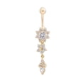 thumbnail image 2 of SmartBy Sexy Women Flower Rhinestone Dangle Bar Barbell Belly Button Ring Body Piercing, 2 of 5