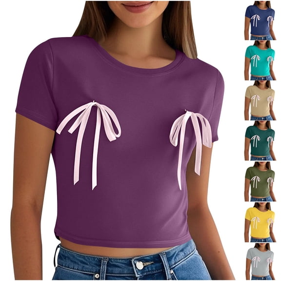 pstuiky Womens T Shirts Oversized Short Sleeve Solid Color Fashion Clothing Lightweight Loose Fit Crew Neck Basic Tshirts Women'S Workout Tops