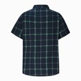 thumbnail image 3 of WREESH Men's Oversized Summer Button Down Shirts Fashion Short Sleeve Plaid Top Trendy Style Green, 3 of 7