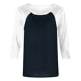 thumbnail image 4 of Htigea Women's 3/4 Raglan Sleeve Shirts Casual Crewneck Tees Patchwork Baseball Sport T Shirt Tops Black,2XL, 4 of 5