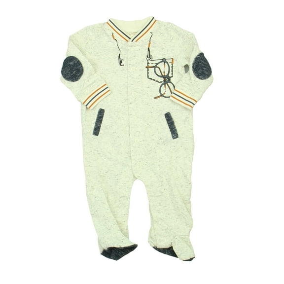 Pre-Owned Miniclassix Boys Ivory | Blue Long Sleeve Outfit size: 6 Months (Excellent)