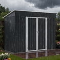 thumbnail image 3 of ENYOPRO 8' x 4' Outdoor Storage Shed, Galvanized Metal Garden Tool Shed with Lockable Double Doors, Sloped Roof & Vent for Bikes, Lawn Mower & Garden Tools, Gray, 3 of 7