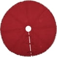 thumbnail image 2 of VHC Brands Festive Red Burlap Cotton Festive Fringe Holiday Rustic Country Christmas Tree Skirt 48, 2 of 4