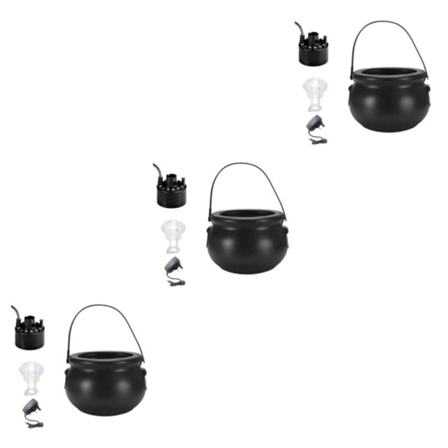 relayinert Plastic Energy-saving Multifunctional Halloween Witch Cauldrons Fog Maker For Efficiency black UK Plug 3Set