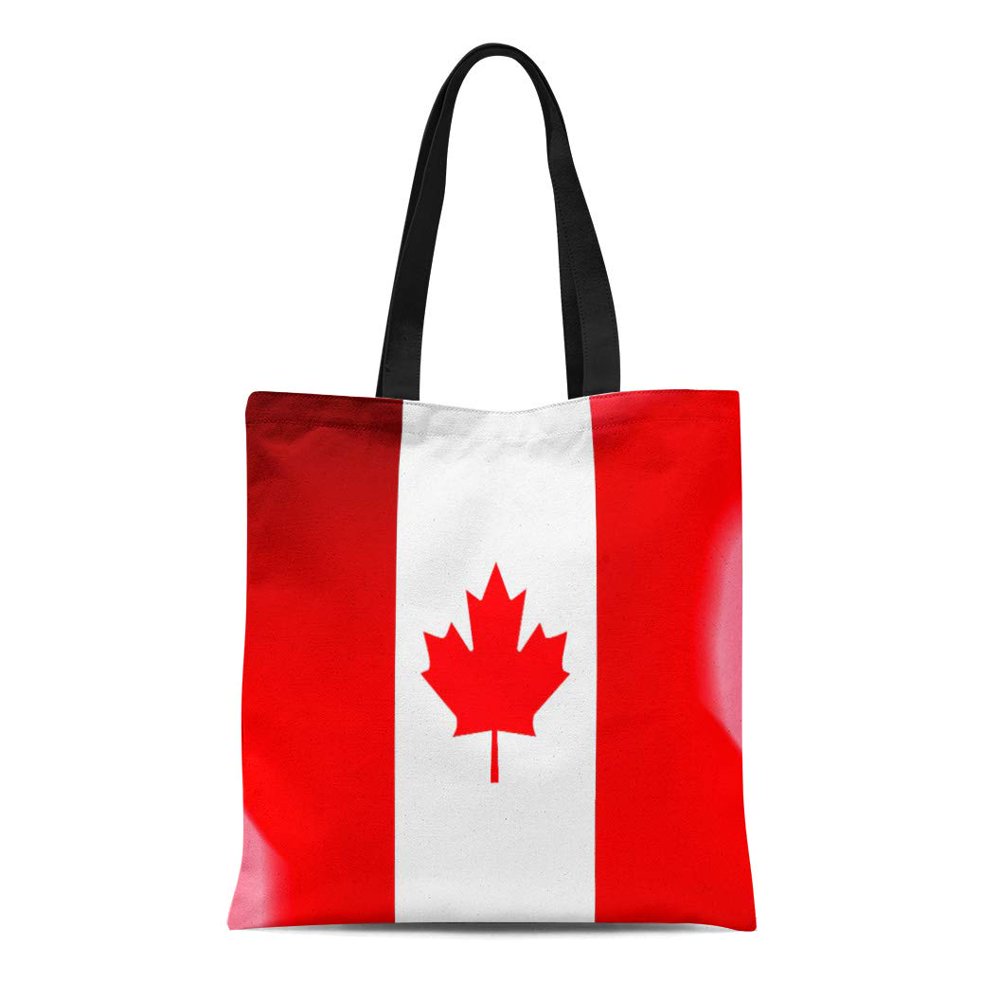 ASHLEIGH Canvas Tote Bag Canada Canadian Flag Pattern Patriotism