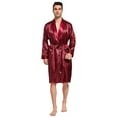 thumbnail image 3 of Tony & Candice Men's Satin Robe with Shorts Set Kimono Bathrobe (XX-Large, Burgundy/Black), 3 of 3