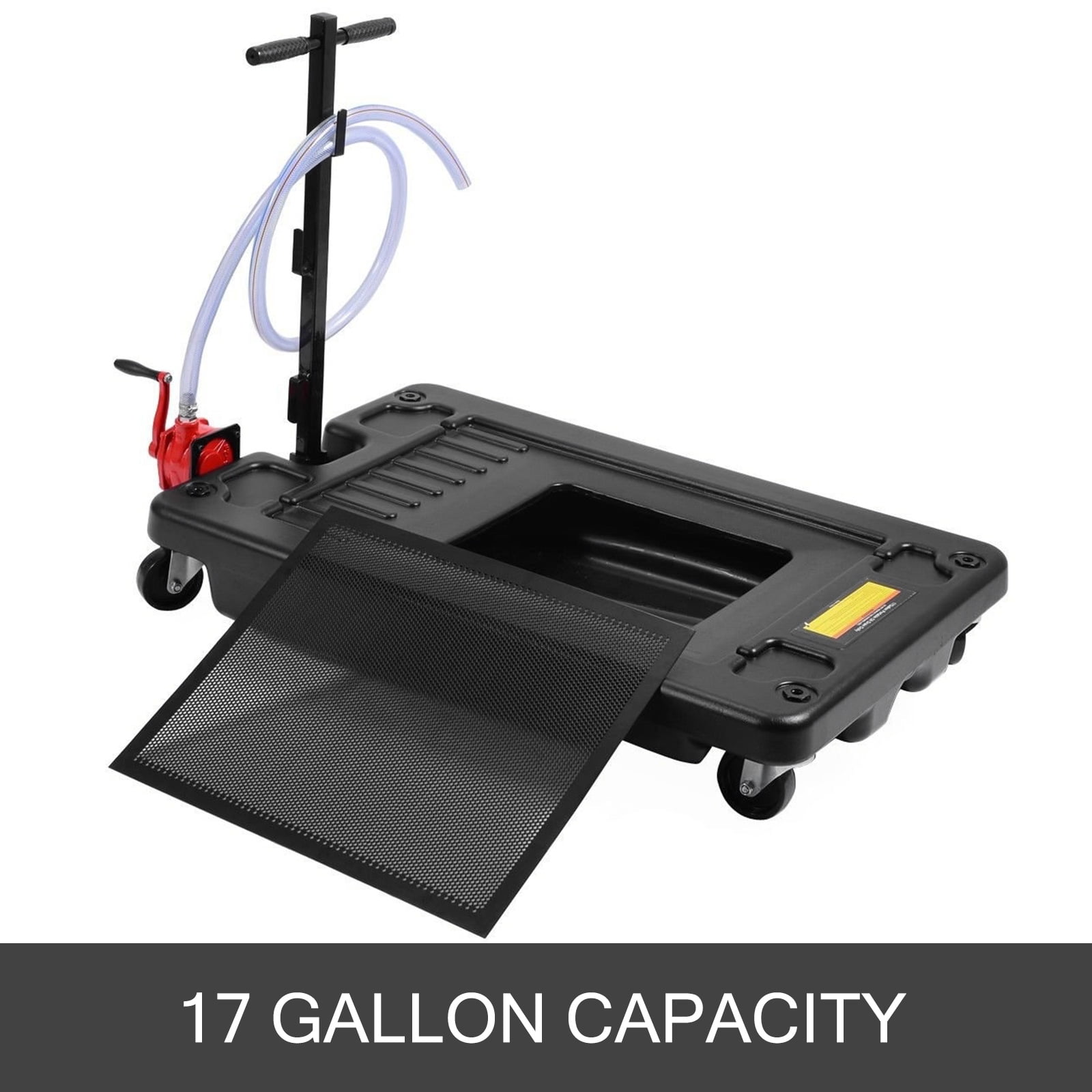 VEVOR Low Profile Oil Drain Pan Portable Oil Drain Pan 17 Gallon for Truck Car with 8' Hose