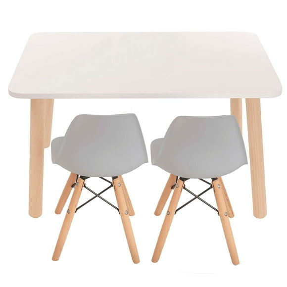 Mesa Rectangular Duduk con 2 Sillas Eames Gris