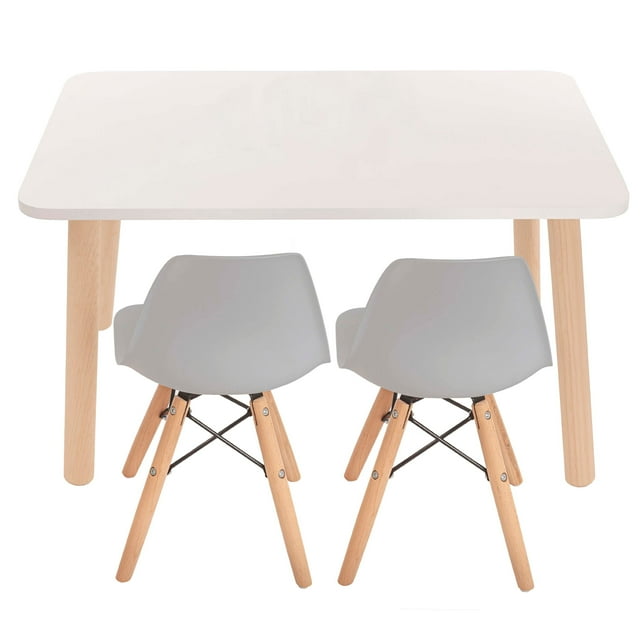 Mesa Rectangular Duduk con 2 Sillas Eames Gris